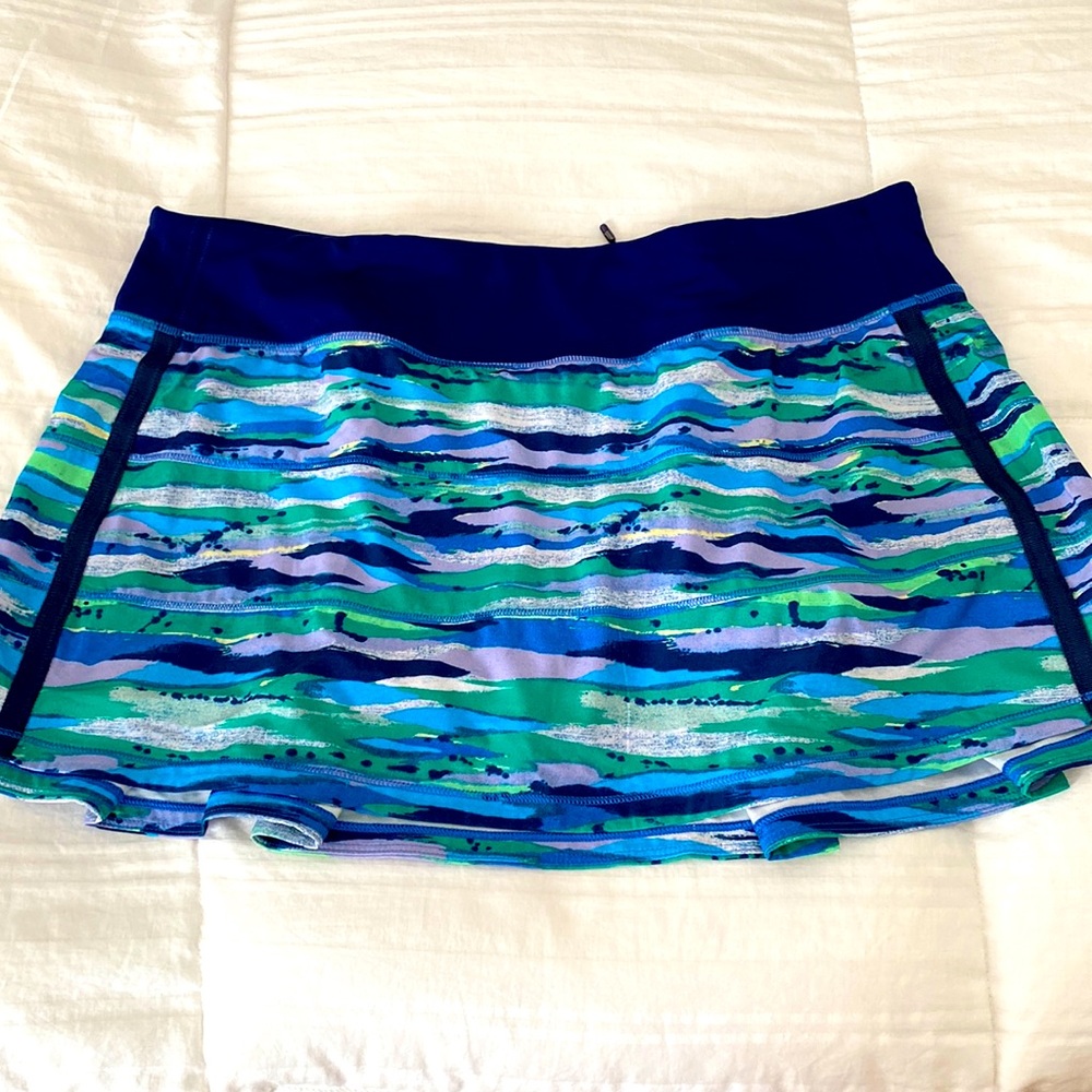 Lululemon tennis skirt waist 16.5”, length fr waist 12.75” (front), 13.5” (back)